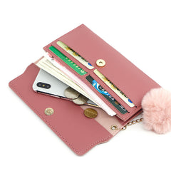 Fashion Ladies Long Hair Ball Bow Purse - Otaj Gifts