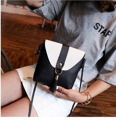 New Korean version of the contrast color female shoulder diagonal package PU soft face ladies bag - Otaj Gifts