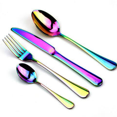 24 Pcs Deluxe Stainless Steel Knife Fork Spoon Teaspoon Kitchen Cutlery Set - Otaj Gifts