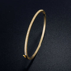 White Gold Plated Bracelet Female Inlaid AAA Zircon Simple - Otaj Gifts