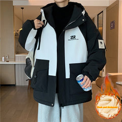 Winter Fleece-lined Thickened Boy Warm Work Clothing Hooded Cotton Coat Jacket - Otaj Gifts