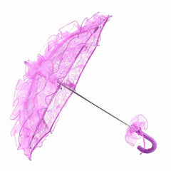 Bridal Lace Cotton Umbrella for Wedding Parties Dancing Photography Prop (Purple) - Otaj Gifts