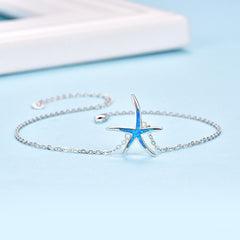 Opal Starfish Anklet in White Gold Plated Sterling Silver - Otaj Gifts