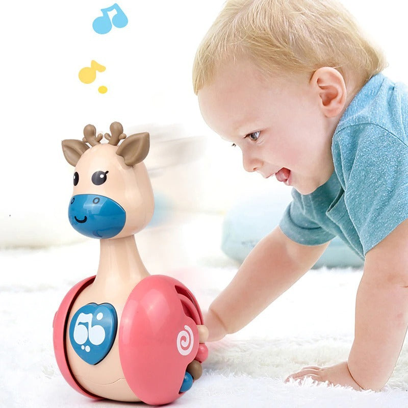 Sliding Deer Baby Tumbler Rattle 3 In 1 Sliding Tumbler Toy Baby Rattle Montessori Bath Toy For W Built-in Ring Bear Roly-Poly Early Learning Christmas Tumbler - Otaj Gifts