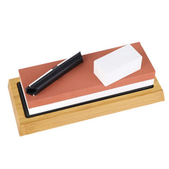 Knife Sharpening Stone 3000 8000 Grit Red White Dual Sided Wooden Base Whetstone for Kitchen Home Restaurant - Otaj Gifts