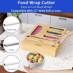 Foil & Plastic Wrap Dispenser With Cutter Foil Cling Film Ziplock Bag Organizer - Otaj Gifts