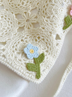 French Style Triangular Binder Retro Headcloth Knitted Headdress Photo - Otaj Gifts