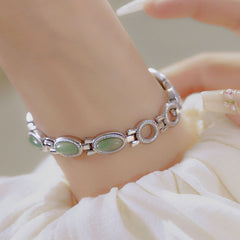 Women's Watch Ladies Bracelet Luxury Brand Waterproof Retro Natural Dongling Stone Hetian Jade Advanced Chain Watches Gift - Otaj Gifts