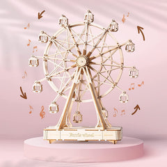 Robotime DIY Wooden Rotatable Ferris Wheel Model With Playing Music Toys For Children Birthday TGN01 - Otaj Gifts