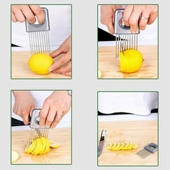 Onion Holder Slicer Vegetable tools Tomato Cutter Stainless Steel Kitchen Gadget - Otaj Gifts