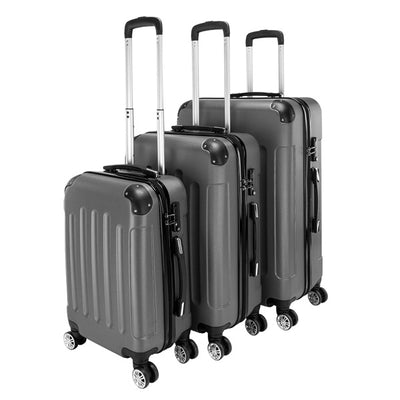 3-in-1 ABS Trolley Case 20 Inches, 24 Inches, 28 Inches Dark Gray - Otaj Gifts