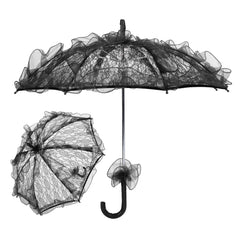 Wedding Bride Umbrella Unique Foldable Lace Fabric Parasol Umbrella Performance PropsBlack - Otaj Gifts