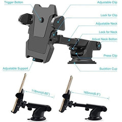 Windshield Car Phone Holder Universal in Car Cellphone Holder Stand Adjustable Phone Suction Cup Holder Car Mount Phone Stand - Otaj Gifts