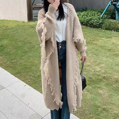 Long Alpaca Wool Sweater Coat, Women's Soft And Waxy Jacket,  Hand Knit Sweater Cardigan, Loose Korean Style, Knitwear, Womens Clothing - Otaj Gifts