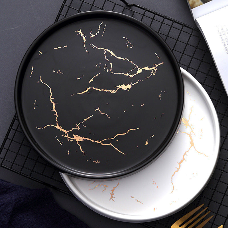 Nordic Style Marble Plate Household Ceramic Dish - Otaj Gifts