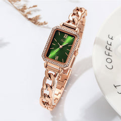 Luxury Rhinestone Denim With Small Green Watch - Otaj Gifts