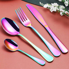 24 Pcs Deluxe Stainless Steel Knife Fork Spoon Teaspoon Kitchen Cutlery Set - Otaj Gifts