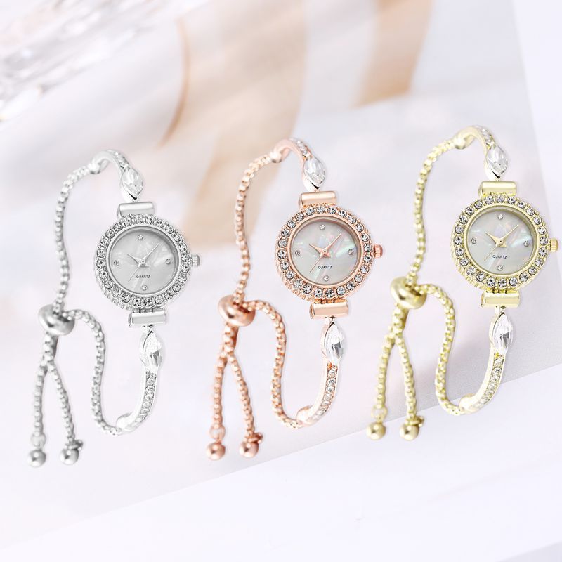 Diamond Dial Decorative Pull-out Bracelet Watch - Otaj Gifts