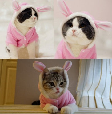 Pet Cat Clothes Mascotas Costume Clothes For Pet Hoodies Cute Rabbit Cat Clothing Puppy Fleece Warm Pet Cat Jacket - Otaj Gifts
