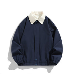 Pure Color All-matching Polo Collar Jacket Top - Otaj Gifts