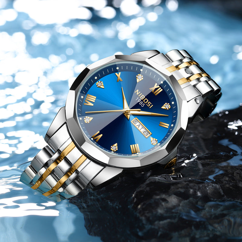Quartz Men's Steel Strap Watch Luminous Waterproof - Otaj Gifts
