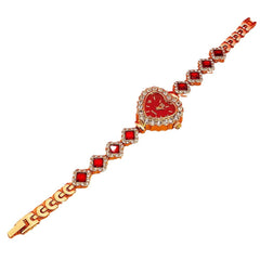 Fashion Diamond-embedded Love Heart-shaped Bracelet Watch Suit - Otaj Gifts
