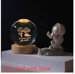 3D Crystal Ball Night Light Solar System Cosmic Theme LED Decoration Light Wooden Base Astronomy Nightlights Birthday Gift - Otaj Gifts
