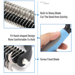 Grooming Brush For Pet Dog Cat Deshedding Tool Rake Comb Fur Remover Reduce 2-Side Dematting Tool For Dogs Cats Pets Grooming Brush Double Sided Shedding And Dematting Undercoat Rake Hair Removal Comb - Otaj Gifts