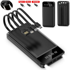 Portable Power Bank 10000mAh Power Bank - With 4 Built-in Cables Power Bank - Otaj Gifts