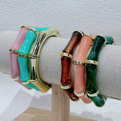 European And American Bamboo Tube Beads Women's Fashion Colored Beads Acrylic Bracelet - Otaj Gifts