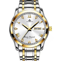 New Luminous Double Calendar Quartz Stainless Steel Waterproof Men's Watch With Watch - Otaj Gifts