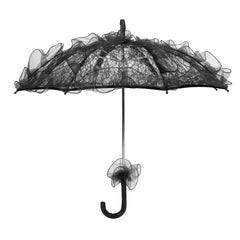 Wedding Bride Umbrella Unique Foldable Lace Fabric Parasol Umbrella Performance PropsBlack - Otaj Gifts