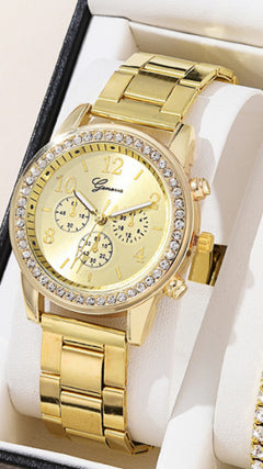 Women's Three-eye Quartz Diamond-embedded Watch - Otaj Gifts