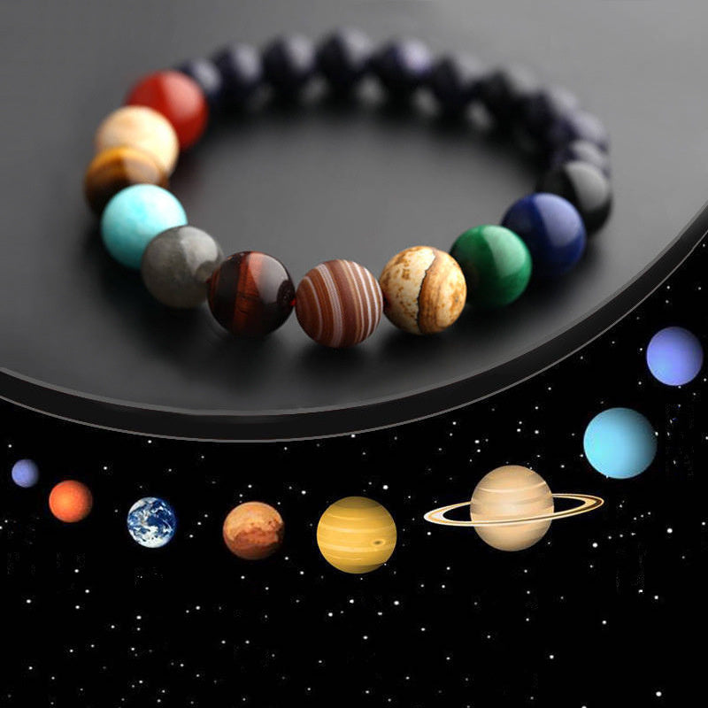 New Fashion Eight Planets Beaded Bracelet Men's Natural Stone Cosmic Yoga Chakra Solar Bracelet, Jewelry Handmade Bohemian Natural Stones Bracelet - Otaj Gifts