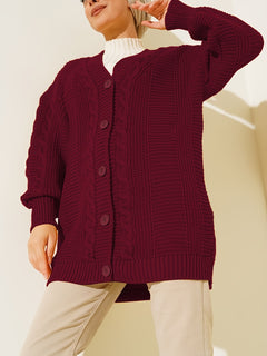 Knitted Cardigan Coat Loose Casual Sweater - Otaj Gifts