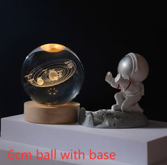 3D Crystal Ball Night Light Solar System Cosmic Theme LED Decoration Light Wooden Base Astronomy Nightlights Birthday Gift - Otaj Gifts