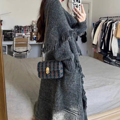Long Alpaca Wool Sweater Coat, Women's Soft And Waxy Jacket,  Hand Knit Sweater Cardigan, Loose Korean Style, Knitwear, Womens Clothing - Otaj Gifts