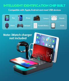 70W Charging Station For Multiple Devices, 5 In 1 Fast Charging Dock With 10W Max Wireless Charger And 4 Ports , 30W USB C PD Fast Charging For IPad, IPhone,Tablets,Kindle - Otaj Gifts