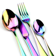 24 Pcs Deluxe Stainless Steel Knife Fork Spoon Teaspoon Kitchen Cutlery Set - Otaj Gifts