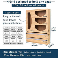 Foil & Plastic Wrap Dispenser With Cutter Foil Cling Film Ziplock Bag Organizer - Otaj Gifts