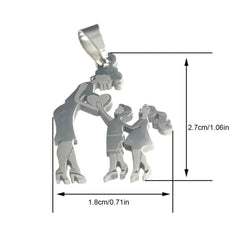 Stainless Steel Mother And Children Necklace Love Mom Son Daughter Pendant Necklace Family Gifts - Otaj Gifts
