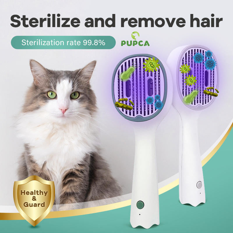 Cat Comb Dog Hair Remover Brush UVC Sterilization Pet Grooming Slicker Needle Comb Cat Sterilization Comb Pet Brush For Shedding And Grooming Self-Cleaning Slicker Brush For Long And Short Hair - Otaj Gifts