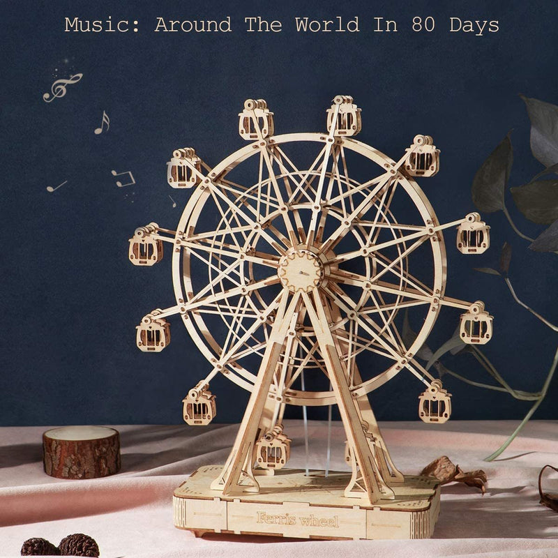 Robotime DIY Wooden Rotatable Ferris Wheel Model With Playing Music Toys For Children Birthday TGN01 - Otaj Gifts