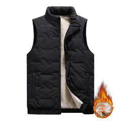 Autumn And Winter Fleece-lined Thickening Stand Collar Cotton Vest - Otaj Gifts