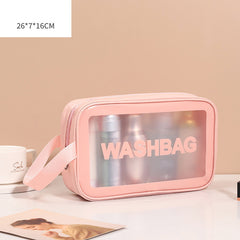 Pu Transparent Three Piece Makeup And Wash Bag Large Capacity - Otaj Gifts