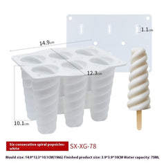 6-piece Spiral Ice Cream Silicone Food Grade Mold with Cover - Otaj Gifts