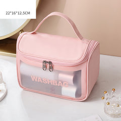 Pu Transparent Three Piece Makeup And Wash Bag Large Capacity - Otaj Gifts