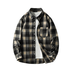 Cross-border Foreign Trade Men's Autumn And Winter New Plaid Plus Size Long-sleeved Shirt Casual Coat Thickened Flannel Shirt Men - Otaj Gifts