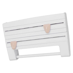 Cling Film Holder Wall Mount Multifunctional Cling Film Cutter with Screws for Kitchen White - Otaj Gifts