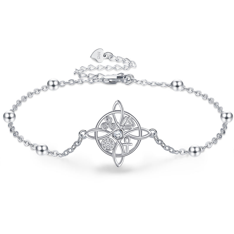 Witches Knot Bracelet 925 Sterling Silver Witch Jewelry Gifts for Women Girls - Otaj Gifts